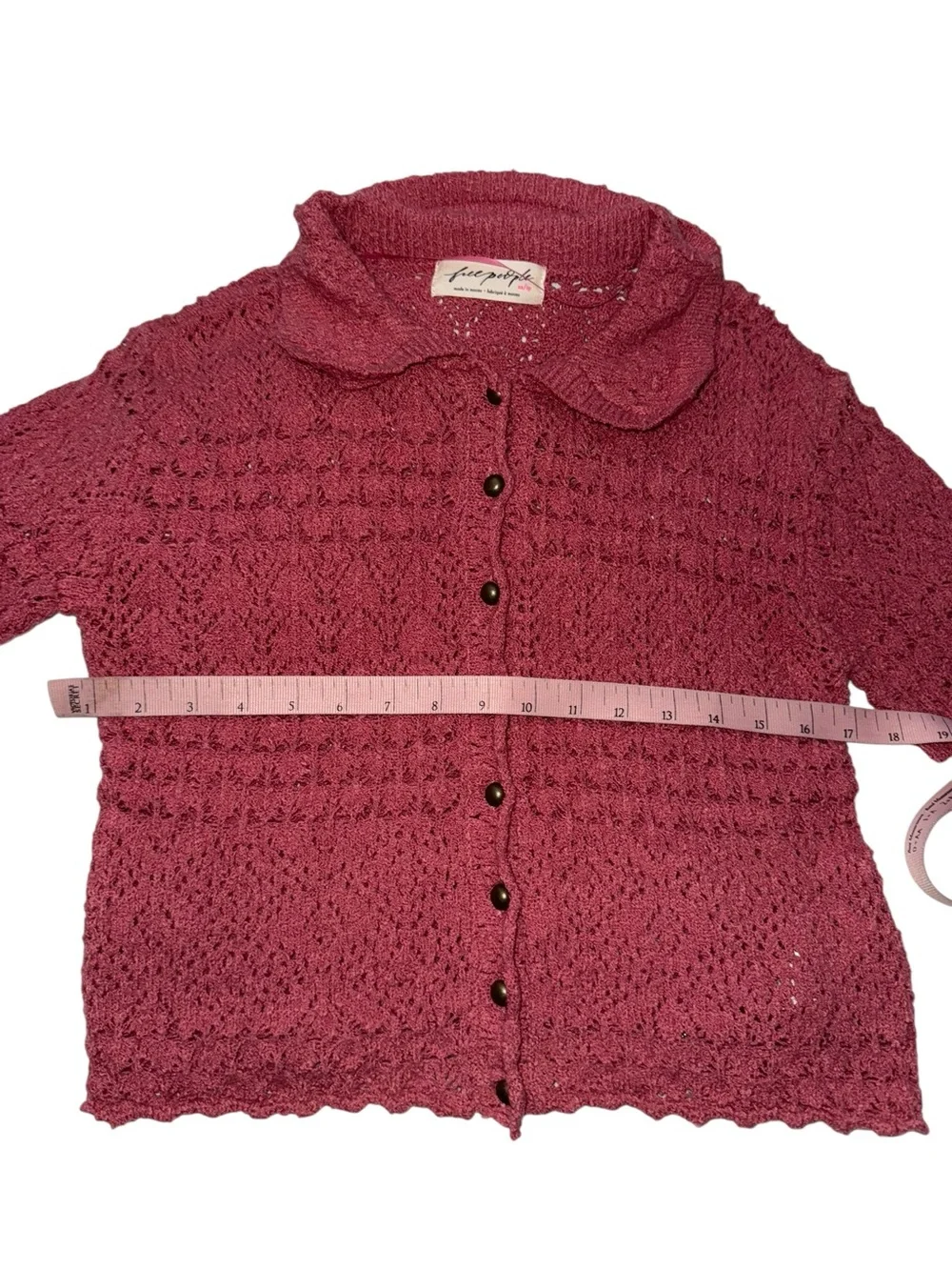 Free People Daylight Crochet Cardigan - Faded Rose Pink XS